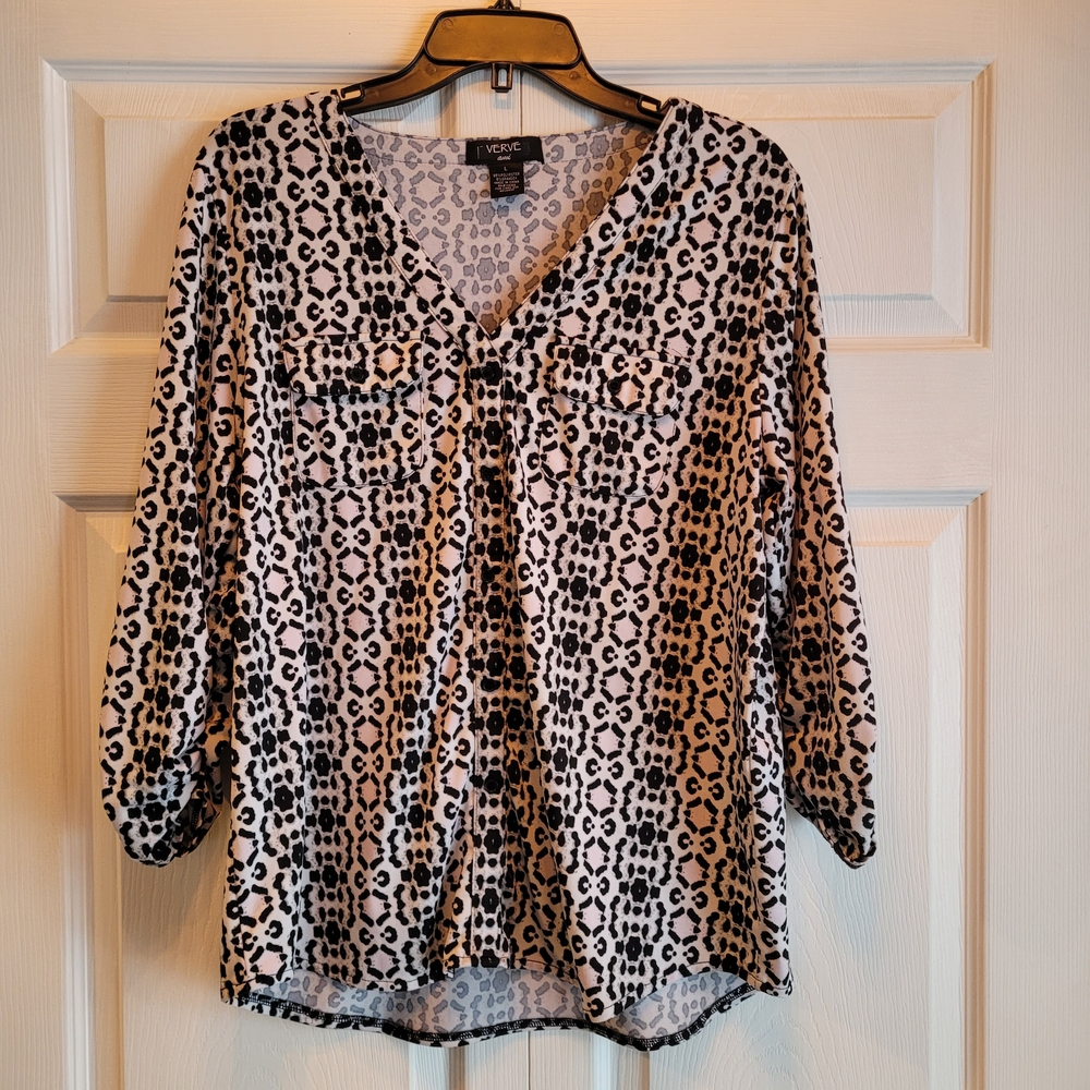 Verve Ami Monochrome Leopard Print Blouse